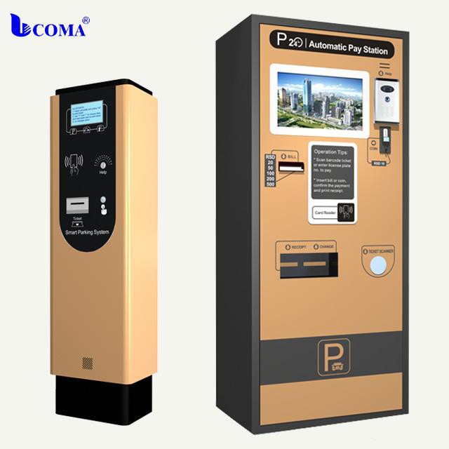 Sistem de parcare pentru plăți cu distribuitor de bilete pentru coduri de bare